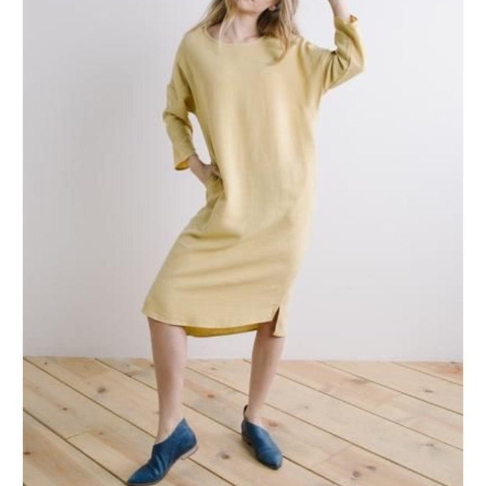 Yellow linen dress